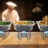 Chafing Dish Buffet Set, Half Size, Disposable Catering Supplies -6 Pack- Food Warmers for Parties: Foldable Wire Racks, Fuel, Aluminum Water Pans, Food Pans, Serving Utensils -Single Pan Food Warmer