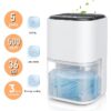 2000ml Portable Dehumidifier, Auto Defrost, Ultra Quiet for Home Large Room Bathroom Garage,Auto Power Off,LED Indicator,clearance sales,White