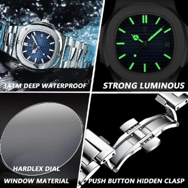 Men Watch Rose Gold Quartz Stainless Steel Sports Waterproof Luminous Date Fashion Watches