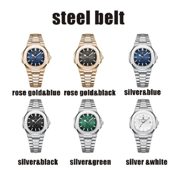 Men Watch Rose Gold Quartz Stainless Steel Sports Waterproof Luminous Date Fashion Watches