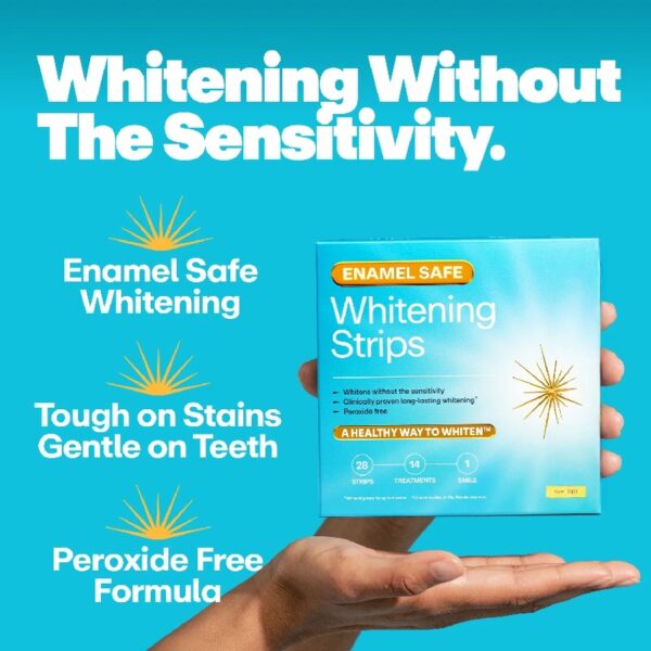 Enamel-Safe & Peroxide-Free Teeth Whitening Strips, Dentist Formulated, 14-Pack