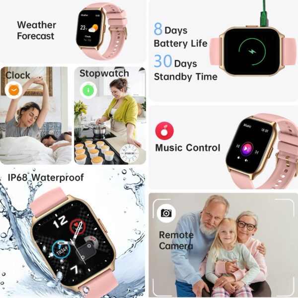 Smart Watch for Android and iPhone,  Answer/Make Call Smartwatch for Men Women Waterproof, 23 Sport Modes, Fitness Activity Tracker, Pink