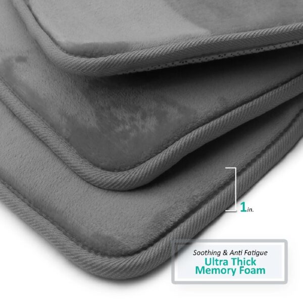 Nestl Set of 3 Absorbent Memory Foam Bath Mat Bathroom Rugs, Gray, Large 20