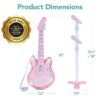 19in Kids Flash Guitar, Pretend Play Musical Instrument Toy for Toddlers w/ Mic, Stand - Navy