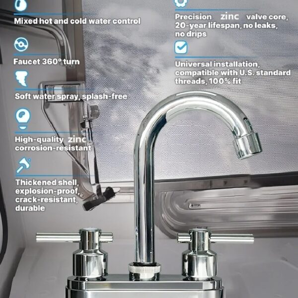 Bathroom Faucet 4inch 2 Handles Centerset Suit for 2 or 3 Mounting Holes, Lavatory Hot and Cold Mixer Tap, Mattle Black
