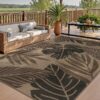 Outdoor Rug Carpet 5'x8' Waterproof Reversible Patio Rug Portable Indoor Outdoor Rug Plastic Straw Rug for Beach RV Camping Garden Picnic Deck Backyard Porch Decor Black