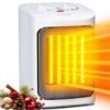 Space Heater, 750W/1500W, Ceramic Small Fan Heater for Indoor Use, 2S Rapid Heating, Multiple Safety Protection, White