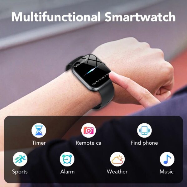 Smart Watch Fits for Android and iPhone, IP68 Waterproof Smartwatch for Women Men 100+ Sports Modes 1.91-inch Fitness Tracker, Smart Watch with Bluetooth Call(Answer/Make Calls), for Gift Black