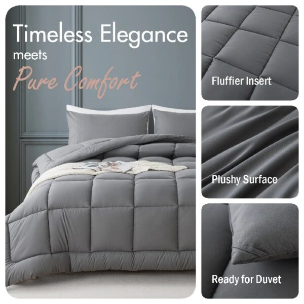 Queen Size 3-Piece All-Season Down Alternative Comforter Set Deep Black | Comforter + Pillow Cases Bedding Set | Hotel Grade Bed in a Bag by