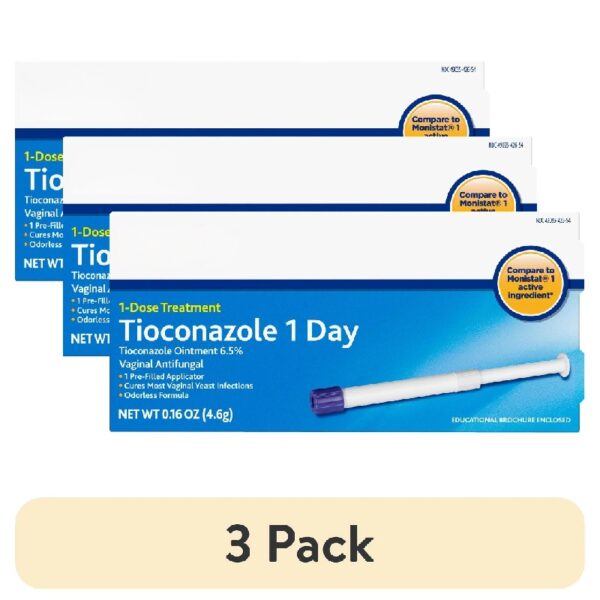 (3 pack) Tioconazole 1 Day Antifungal Treatment, 0.16 oz, Compare to Monistat® 1 Active Ingredient