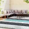Outdoor Rug 6'x9' Waterproof Patio Rug Reversible Indoor Outdoor Rug Lightweight Plastic Straw Rug for RV Camping Deck Balcony Boho Porch Decor Dark Grey and White