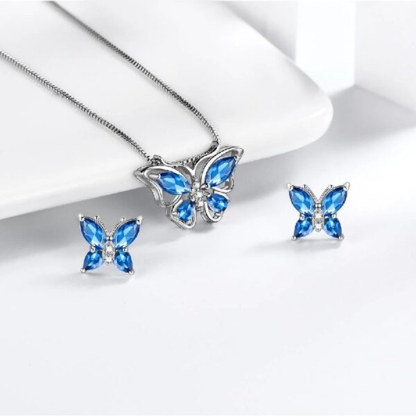 Purple Butterfly Jewelry Amethyst February Birthstone Jewelry Set Fine Necklace/Earrings 925 Sterling Silver Women Birthday Mother's Day Gifts