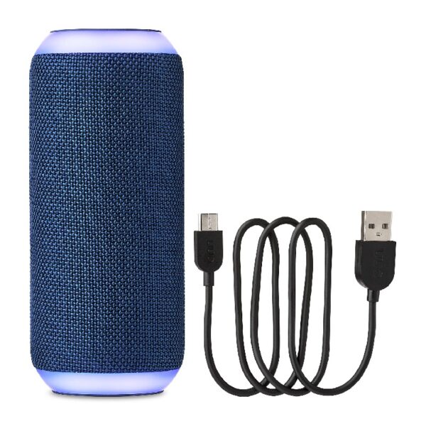 onn Medium Rugged Speaker with Bluetooth Wireless Technology and LED Lighting, Navy