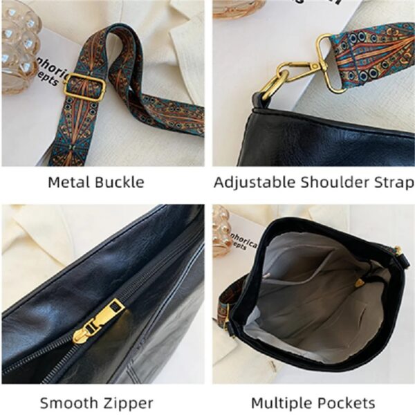 Hobo Bags for Women Crossbody Handbags Guitar Strap Shoulder Bucket Bag Vegan Leather Purse Trendy Boho Tote Purses