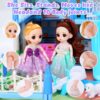 Play Dollhouse with Doll Toy Figures, 14 Rooms Furniture and Colorful Lights, Creative Doll House Gift for Girls Ages 3+, Assemble Required, Pink