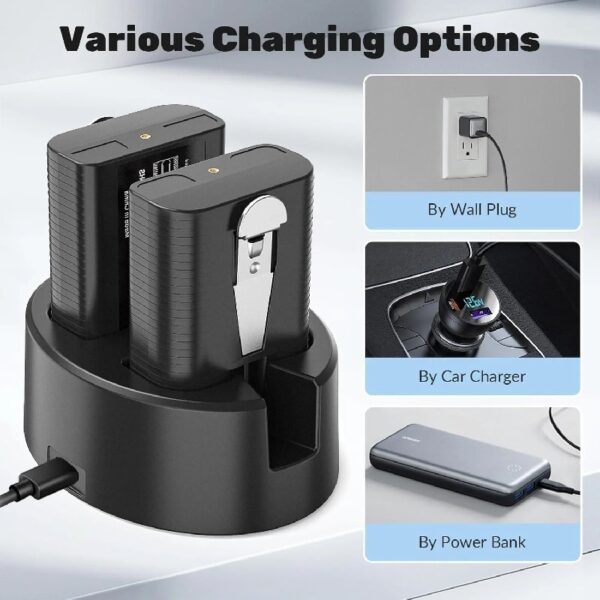6040mAh Rechargeable Battery and Dual USB Charging Station Compatible with Ring for Video Doorbell Camera 2/3/4, Stick Up Cam and Spotlight Cam