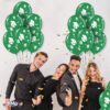 PMU Graduation Balloons 11 Inch PartyTex Premium Emerald Green with All-Over Print White Grad Caps-Confetti and Streamers Pkg/100