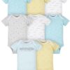 Assorted Short Sleeve Onesies Bodysuits, 8pk (Baby Boy or Baby Girl Unisex)