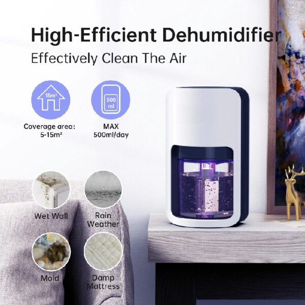 1200ml Ultra Quiet Dehumidifier with Automatic Defrosting for Home, 480 Sq ft