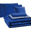 Lux Decor Collection 5 Piece Queen Down Alternative Comforter Set, Washable Duvet Bedding Set - Quatrefoil Navy