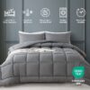 Queen Size 3-Piece All-Season Down Alternative Comforter Set Deep Black | Comforter + Pillow Cases Bedding Set | Hotel Grade Bed in a Bag by