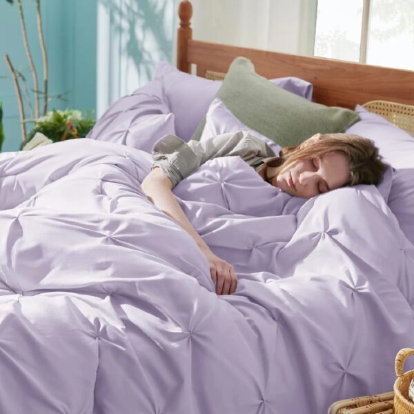 Dorm Bedding Twin Comforter Set - 5 Pieces Pintuck Bed in A Bag with Comforters, Sheets, Pillowcases & Shams
