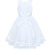 Flower Girls Dress Blue Belted Wedding Party Bridesmaid 12
