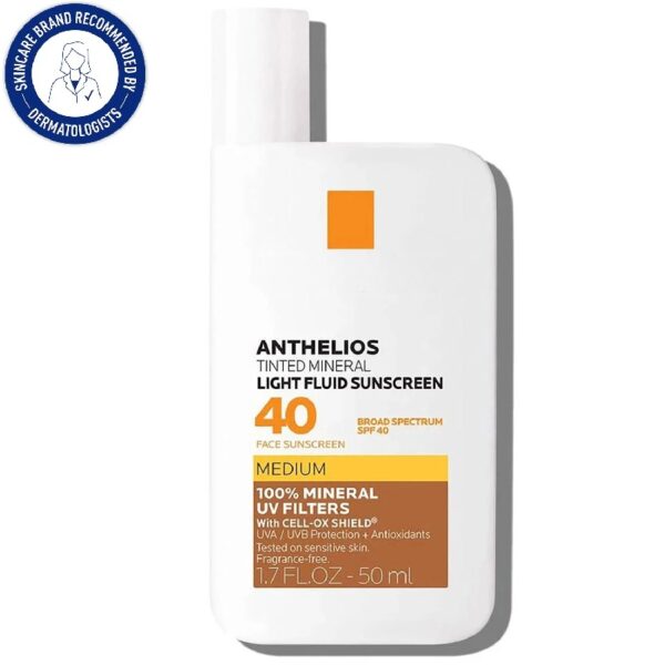 Anthelios Tinted Mineral Fluid Sunscreen for Face SPF 50, 1.7 fl oz
