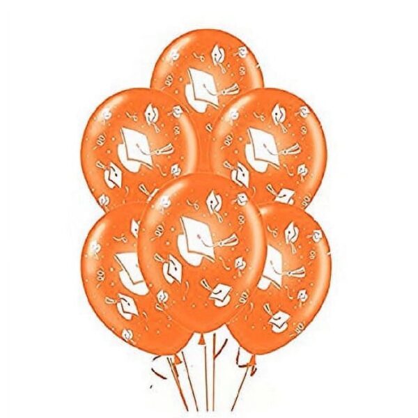 PMU Graduation Balloons 11 Inch PartyTex Premium Emerald Green with All-Over Print White Grad Caps-Confetti and Streamers Pkg/100