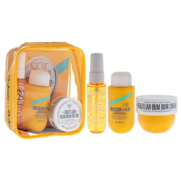 Bum Bum Jet Set , 3 Pc 1oz Brazilian Crush Cheirosa 62 Perfume Mist, 1.5oz Brazilian Bum Bum Cream, 3oz Brazilian 4 Play Moisturizing Shower Cream-Gel