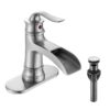 Kede Waterfall Faucet Bathroom Faucet Single Handle One Hole Oil Rubbed Bronze Finish Large Spout Lavatory Faucets (ORB2)