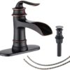 Kede Waterfall Faucet Bathroom Faucet Single Handle One Hole Oil Rubbed Bronze Finish Large Spout Lavatory Faucets (ORB2)