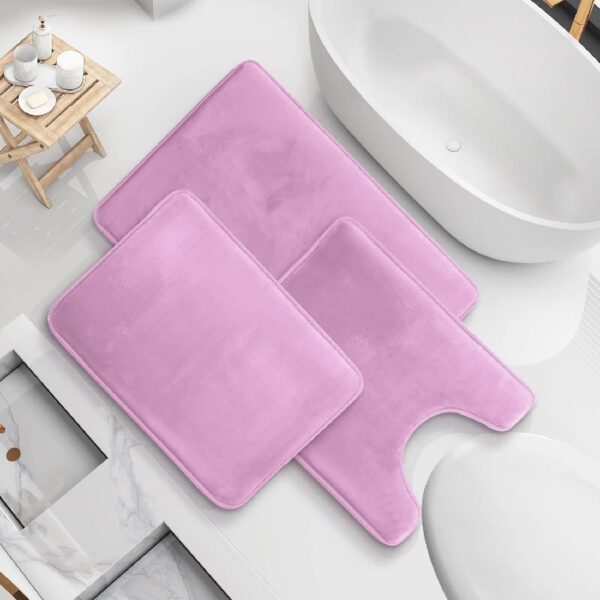Nestl Set of 3 Absorbent Memory Foam Bath Mat Bathroom Rugs, Gray, Large 20