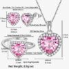 Women Heart Jewelry Set Necklace Earrings Ring 925 Sterling Silver February Birthstone Amethyst Wife Mother Birthday Valentine's Day Gift