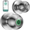 Cikuci Smart Door Lock, Fingerprint Door Lock Knob with App Control, Suitable for Home, Cloakroom, Offices, Hotels (K10)