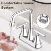 Bathroom Sink Faucet, 4 inch Matte Black Bathroom Faucets with Pop-up Drain and Supply Lines, Stainless Steel 2-Handle Centerset Faucet for Bathroom Faucet 3 Hole