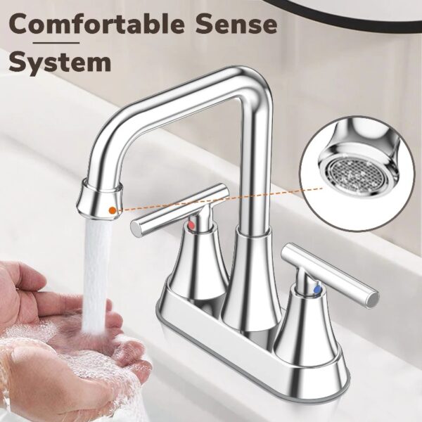 Bathroom Sink Faucet, 4 inch Matte Black Bathroom Faucets with Pop-up Drain and Supply Lines, Stainless Steel 2-Handle Centerset Faucet for Bathroom Faucet 3 Hole