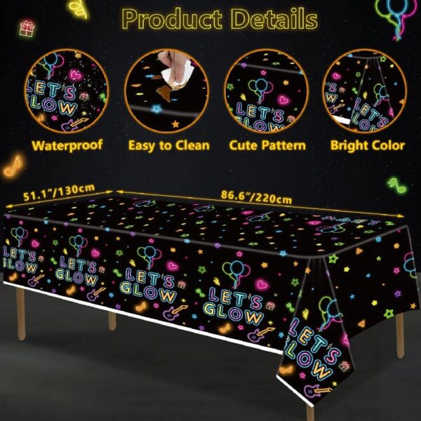 SKYSONIC 241 PCS Glow Neon Party Supplies Set Including Neon Glow Tableware, Neon Balloons, Glow in The Dark Birthday Banner, Hanging Stars, and Cake Toppers for Party Decoration Serving 20 (Glow
