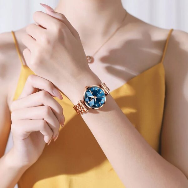 Women Watch Fashion Rose Gold Diamond Analog Quartz Female Watch for Women Luxury Dress Ladies Stainless Steel Luminous Waterproof Date Wrist Watches Green Dial