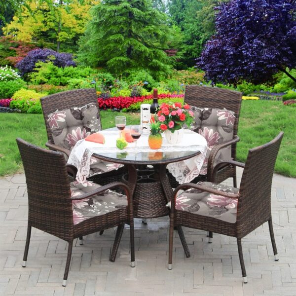 Outdoor Patio Cushion, Rocking Chair Cushion Set, Tufted Pads, Set of Upper and Lower with Ties Pack of 2 (2 Sets) - Back 21