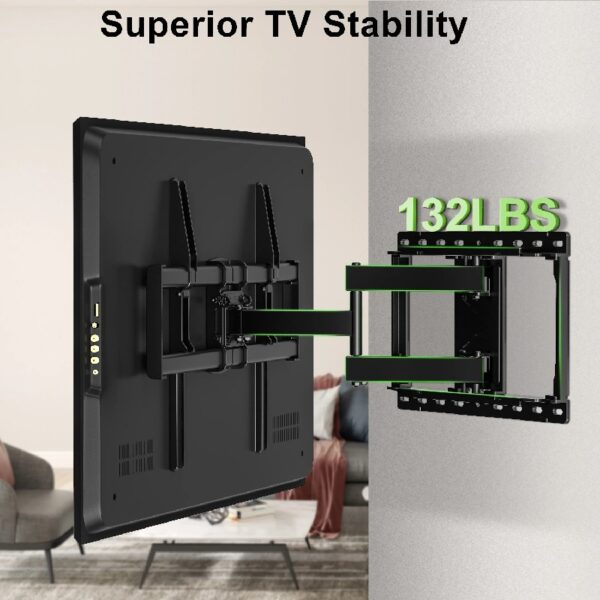 Full Motion TV Wall Mount for 47-90 inch TVs Swivels Tilts Extension Rotation Holds up to 132lbs Max VESA 600x400mm, Fit 16