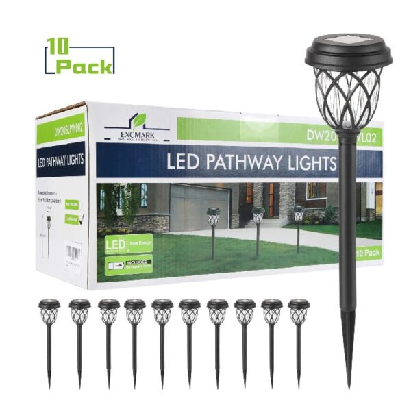 10 Pack Solar Lights Outdoor Decorative, Solar Pathway Lights Outdoor, Solar Powered Garden Yard Lights for Walkway Sidewalk Driveway. (Brown, Cool White)