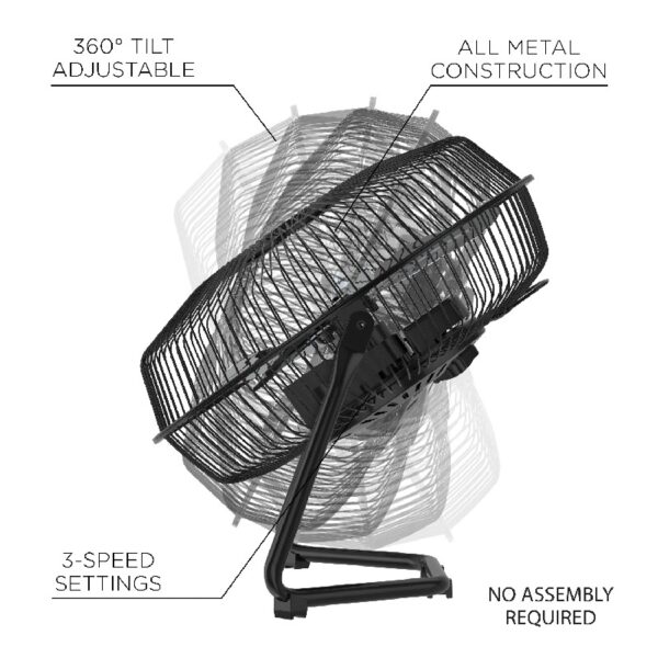High Velocity Desk Fan, 3-Speed Electric Fan with Metal Blades and Safety Grilles