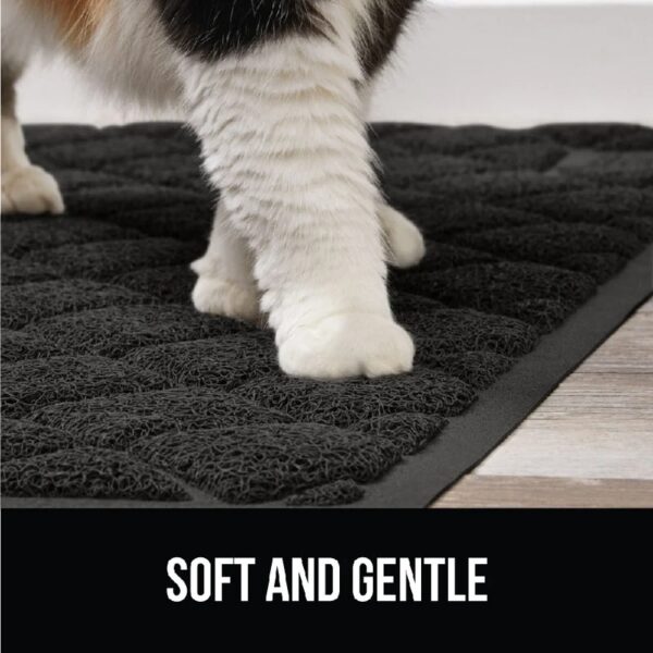 GRIP Cat Litter Box Mat, 35x23, Water Resistant Kitty Litter Trapping Mat, Textured Backing, Easy to Clean, Less Waste and Clean Floors, Kitten Supplies for Indoor Cats, Soft on Paws, Gray