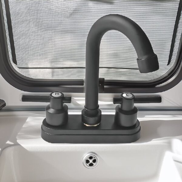 Bathroom Faucet 4inch 2 Handles Centerset Suit for 2 or 3 Mounting Holes, Lavatory Hot and Cold Mixer Tap, Mattle Black