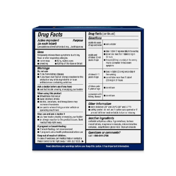 24 Hour Allergy Relief Medicine, Original Prescription Strength Antihistamine, Levocetirizine Dihydrochloride Tablets 5 mg, 55 Count