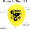 PMU Graduation Balloons 11 Inch PartyTex Premium Emerald Green with All-Over Print White Grad Caps-Confetti and Streamers Pkg/100