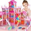 Dollhouse 16 Room Play House with Furniture and Light Toys for Ages 3+