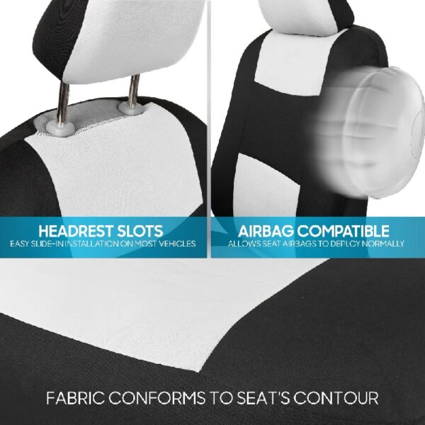 PolyPro Car Seat Covers Full Set in Charcoal on Black – Front and Rear Split Bench for Cars, Easy to Install Cover Set, Accessories Auto Trucks Van SUV