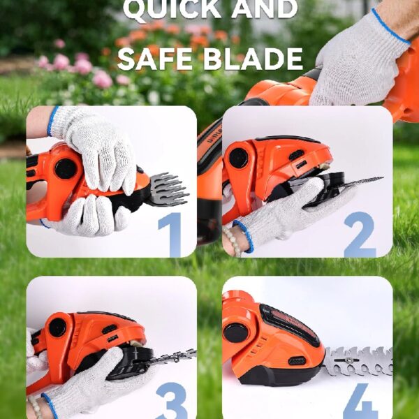 Cordless Hedge Trimmer, 3 in 1 Handheld Electric Grass Trimmer , Trimmer for Bush,Tree, Garden, Patio and Lawn